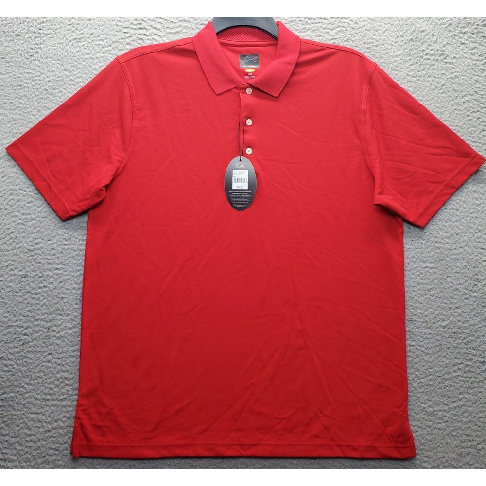 Greg Norman Golf Polo Shirt Mens L Red Short Sleeve PlayDry Performance Popover